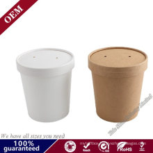 Custom Printed Disposable Take Away Hot Soup Bowls, Kraft Paper Soup Cup with Paper Lid